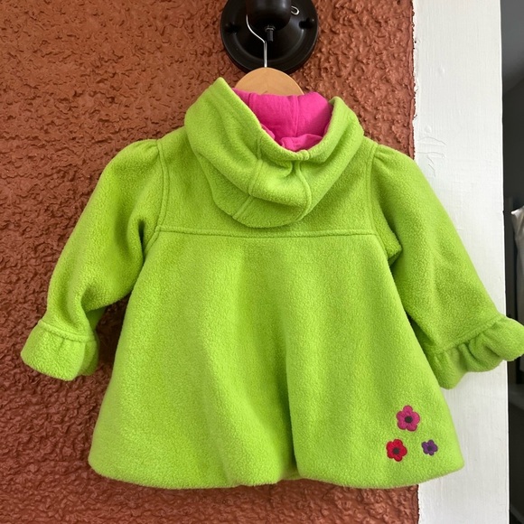 Marks & Spencer Baby Y2K Fleece Neon Green Jacket With Flowers Size 12-18 Months - Picture 2 of 10